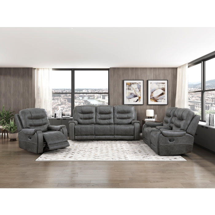 9634DGY-2 Double Reclining Love Seat with Center Console - 9634DGY-2