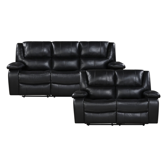 9639BK*2 2pc Set: Sofa, Love - 9639BK*2