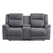 9646GY-2 Double Reclining Love Seat with Center Console - 9646GY-2