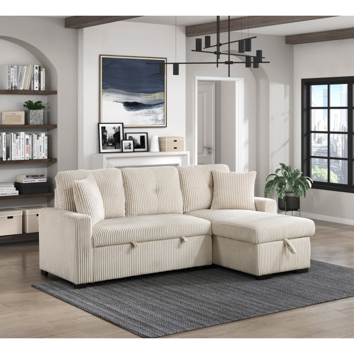 9649BE*SC (3)3-Piece Reversible Sectional with Pull-out Bed and Hidden Storage - 9649BE*SC