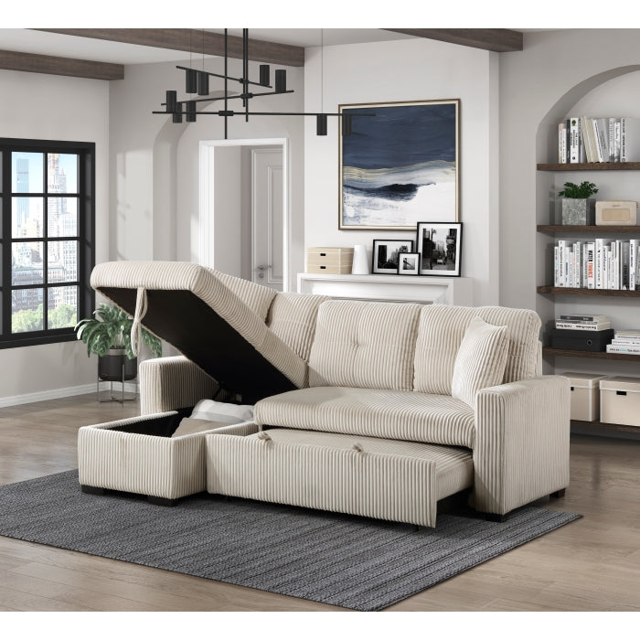 9649BE*SC (3)3-Piece Reversible Sectional with Pull-out Bed and Hidden Storage - 9649BE*SC