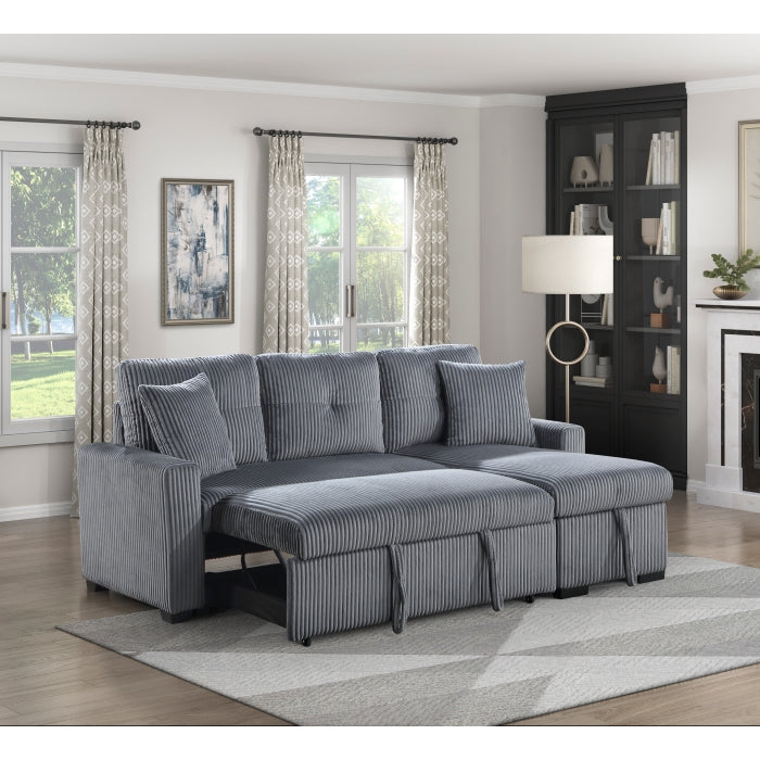 9649DG*SC (3)3-Piece Reversible Sectional with Pull-out Bed and Hidden Storage - 9649DG*SC