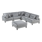 9688GY*62CR3ACOT (6)6-Piece Modular Sectional with Ottoman - 9688GY*62CR3ACOT