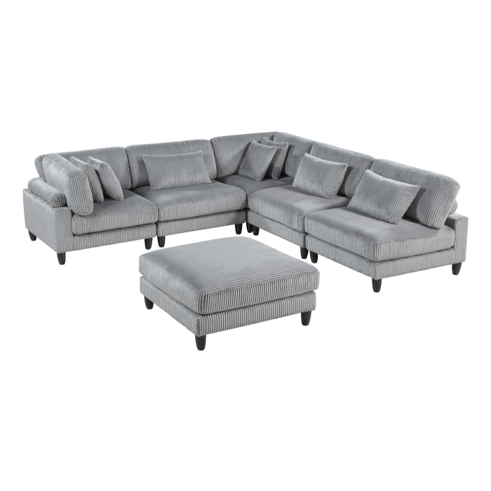 9688GY*62CR3ACOT (6)6-Piece Modular Sectional with Ottoman - 9688GY*62CR3ACOT