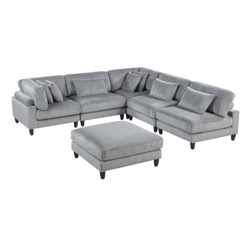 9688GY*62CR3ACOT (6)6-Piece Modular Sectional with Ottoman - 9688GY*62CR3ACOT