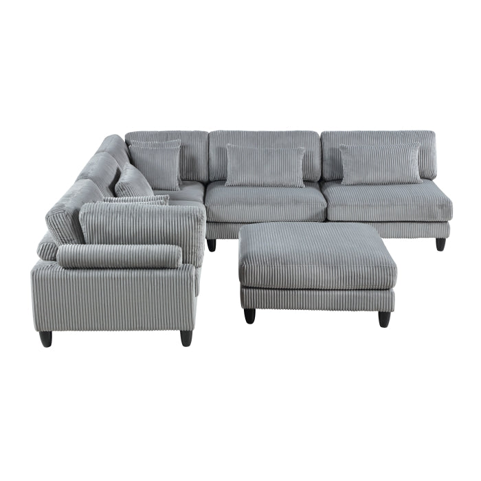 9688GY*62CR3ACOT (6)6-Piece Modular Sectional with Ottoman - 9688GY*62CR3ACOT