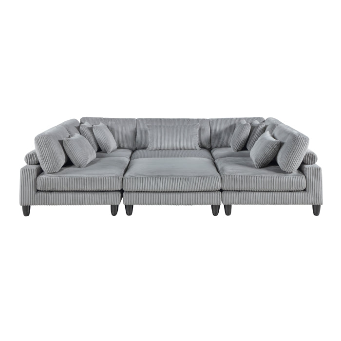 9688GY*62CR3ACOT (6)6-Piece Modular Sectional with Ottoman - 9688GY*62CR3ACOT