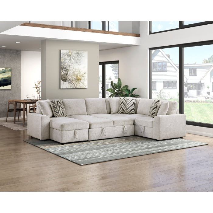 9702BE*3LC3R (3)3-Piece Sectional with Pull-out Bed and Hidden Storage - 9702BE*3LC3R
