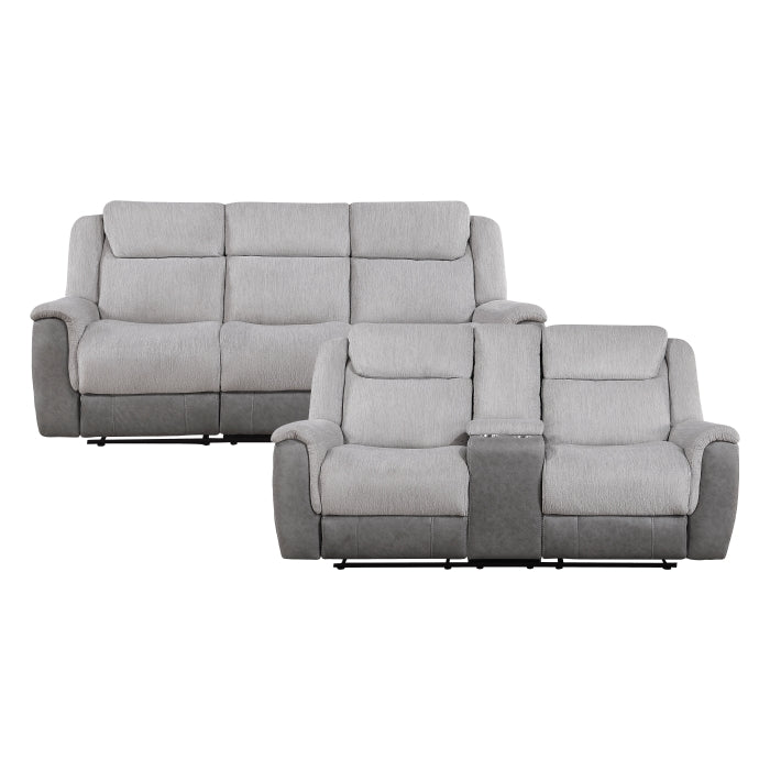 9703GY*2 2pc Set: Sofa, Love - 9703GY*2