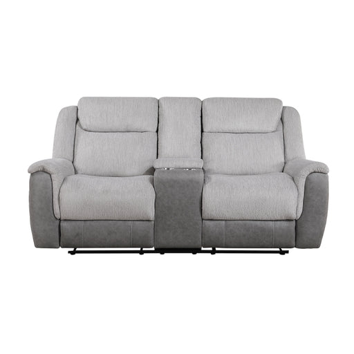 9703GY-2 Double Reclining Love Seat with Center Console - 9703GY-2