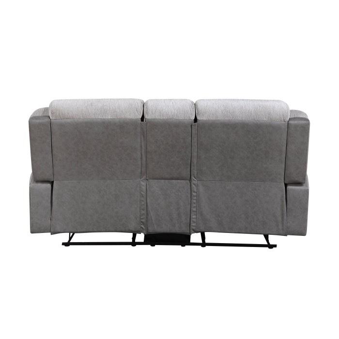 9703GY-2 Double Reclining Love Seat with Center Console - 9703GY-2