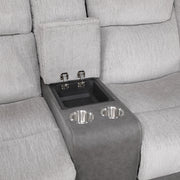 9703GY-2 Double Reclining Love Seat with Center Console - 9703GY-2