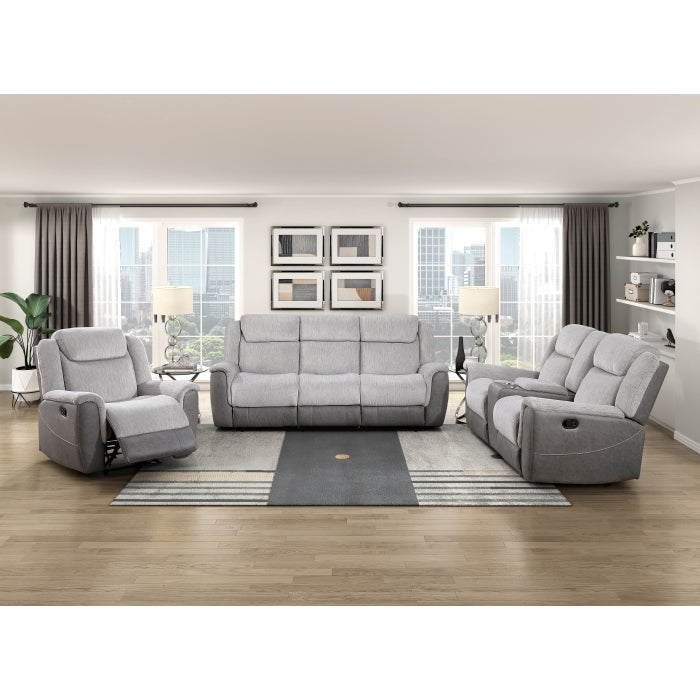 9703GY-2 Double Reclining Love Seat with Center Console - 9703GY-2