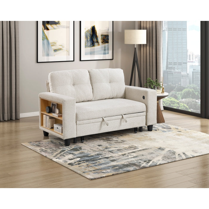 9705BE-2* (2)Love Seat with Pull-out Bed, Shelves and Charging Ports - 9705BE-2*