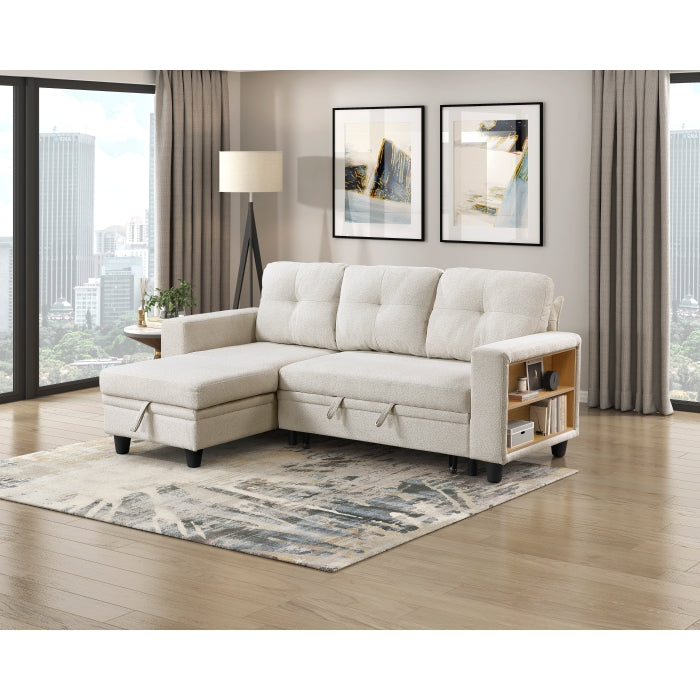 9705BE*32AVC (3)Sectional with Reversible Chaise, Pull-out Bed, Shelves and Charging Ports - 9705BE*32AVC