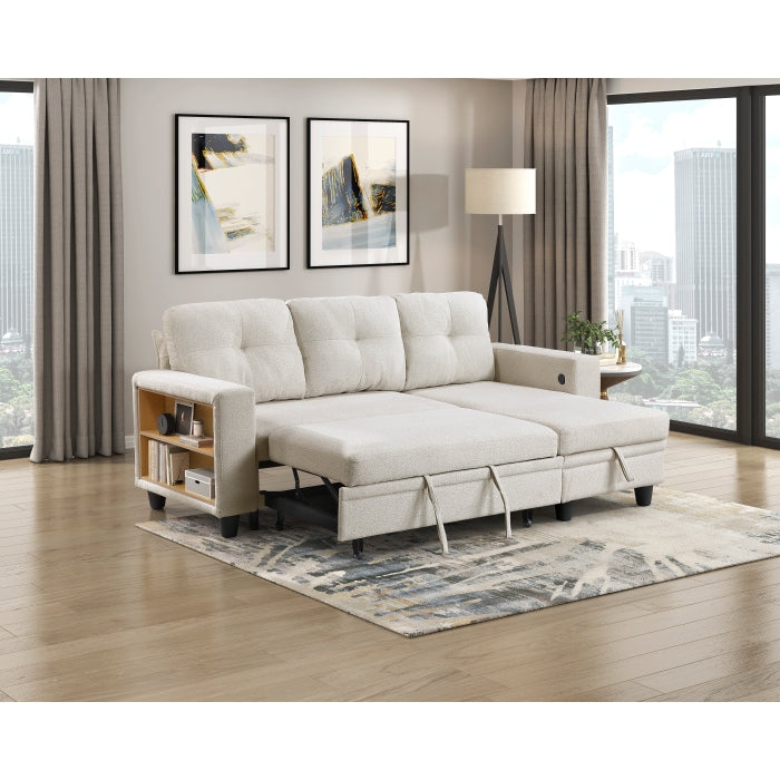 9705BE*32AVC (3)Sectional with Reversible Chaise, Pull-out Bed, Shelves and Charging Ports - 9705BE*32AVC