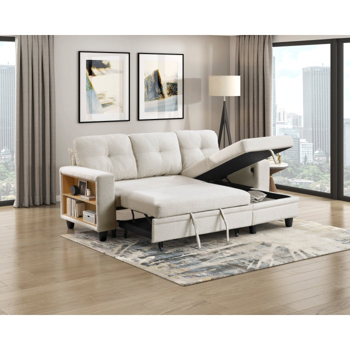 9705BE*32AVC (3)Sectional with Reversible Chaise, Pull-out Bed, Shelves and Charging Ports - 9705BE*32AVC