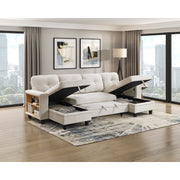 9705BE*42AVC (4)Sectional with Two Chaises, Pull-out Bed, Shelves and Charging Ports - 9705BE*42AVC