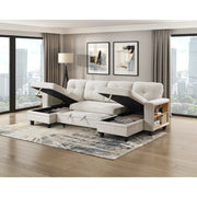 9705BE*42AVC (4)Sectional with Two Chaises, Pull-out Bed, Shelves and Charging Ports - 9705BE*42AVC