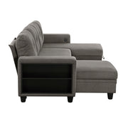 9705DB*42AVC (4)Sectional with Two Chaises, Pull-out Bed, Shelves and Charging Ports - 9705DB*42AVC