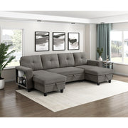 9705DB*42AVC (4)Sectional with Two Chaises, Pull-out Bed, Shelves and Charging Ports - 9705DB*42AVC