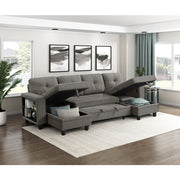 9705DB*42AVC (4)Sectional with Two Chaises, Pull-out Bed, Shelves and Charging Ports - 9705DB*42AVC