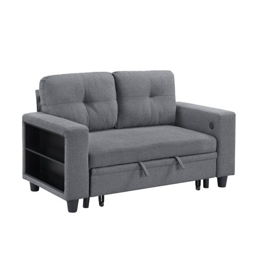 9705GY-2* (2)Love Seat with Pull-out Bed, Shelves and Charging Ports - 9705GY-2*