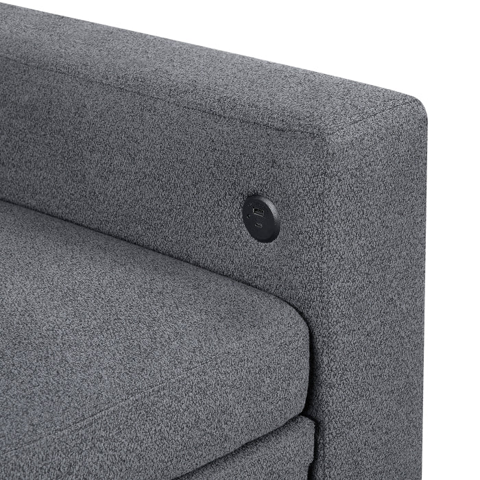 9705GY-2* (2)Love Seat with Pull-out Bed, Shelves and Charging Ports - 9705GY-2*