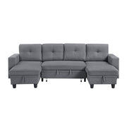 9705GY*42AVC (4)Sectional with Two Chaises, Pull-out Bed, Shelves and Charging Ports - 9705GY*42AVC
