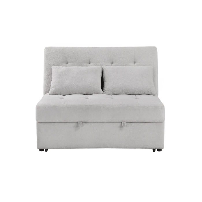 9707GRY-2CL Convertible Armless 2-Seater with Pull-out Bed and Charging Ports - 9707GRY-2CL