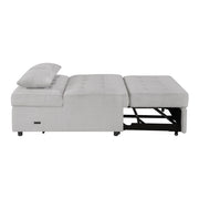 9707GRY-2CL Convertible Armless 2-Seater with Pull-out Bed and Charging Ports - 9707GRY-2CL