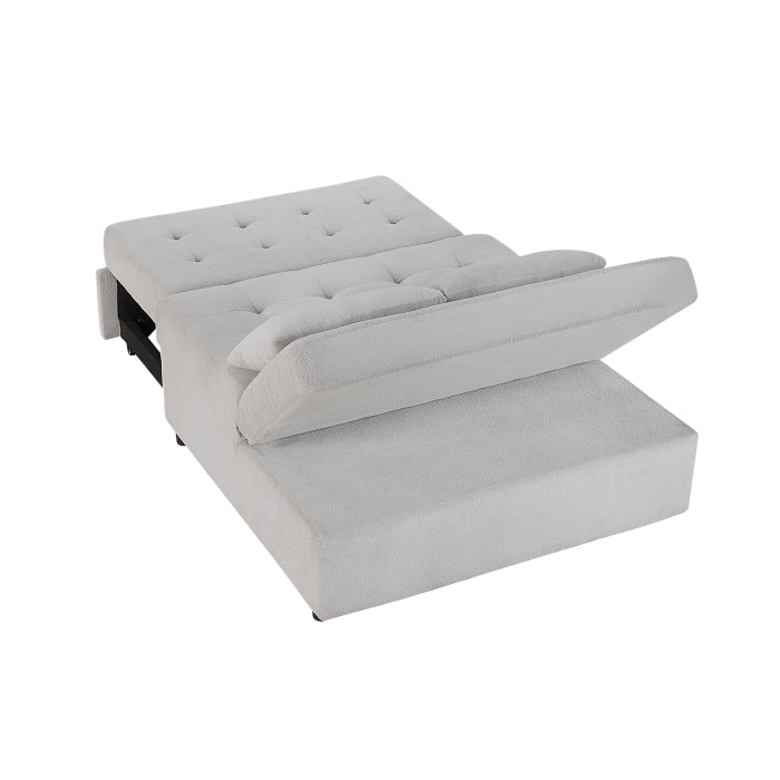 9707GRY-2CL Convertible Armless 2-Seater with Pull-out Bed and Charging Ports - 9707GRY-2CL