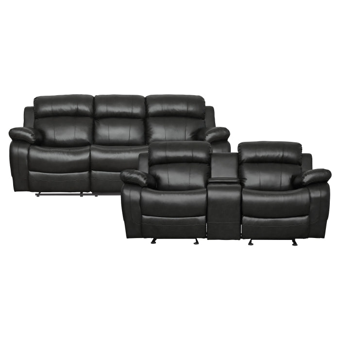 9724BLK*2 2pc Set: Sofa, Love - 9724BLK*2