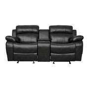 9724BLK-2 Double Glider Reclining Love Seat with Center Console - 9724BLK-2