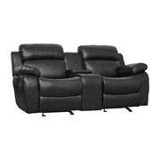 9724BLK-2 Double Glider Reclining Love Seat with Center Console - 9724BLK-2