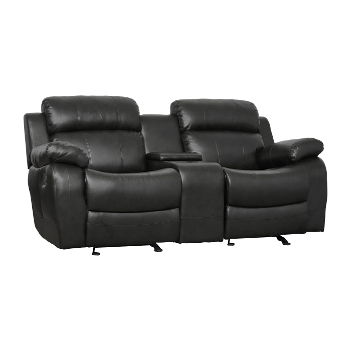 9724BLK-2 Double Glider Reclining Love Seat with Center Console - 9724BLK-2
