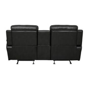 9724BLK-2 Double Glider Reclining Love Seat with Center Console - 9724BLK-2