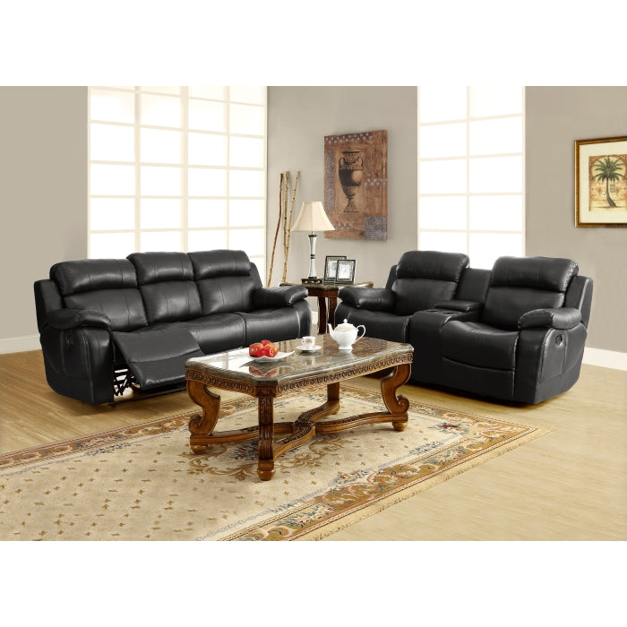 9724BLK-2 Double Glider Reclining Love Seat with Center Console - 9724BLK-2