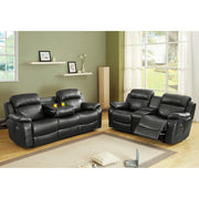 9724BLK-2 Double Glider Reclining Love Seat with Center Console - 9724BLK-2