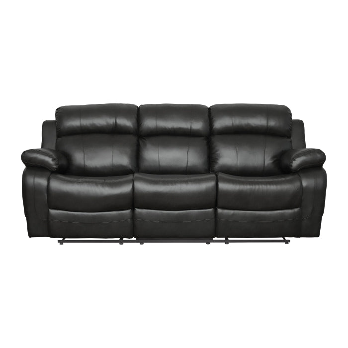 9724BLK-3 Double Reclining Sofa with Center Drop-Down Cup Holders - 9724BLK-3