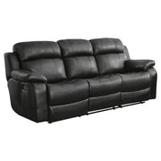 9724BLK-3 Double Reclining Sofa with Center Drop-Down Cup Holders - 9724BLK-3
