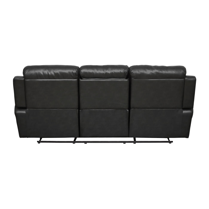 9724BLK-3 Double Reclining Sofa with Center Drop-Down Cup Holders - 9724BLK-3