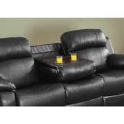 9724BLK-3 Double Reclining Sofa with Center Drop-Down Cup Holders - 9724BLK-3
