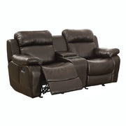 9724BRW-2 Double Glider Reclining Love Seat with Center Console - 9724BRW-2