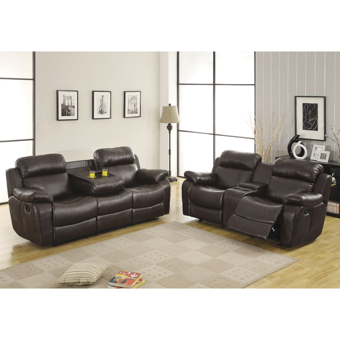 9724BRW-2 Double Glider Reclining Love Seat with Center Console - 9724BRW-2