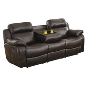 9724BRW-3 Double Reclining Sofa with Center Drop-Down Cup Holders - 9724BRW-3