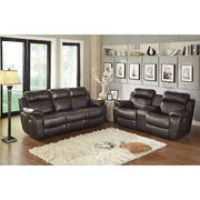 9724BRW-3 Double Reclining Sofa with Center Drop-Down Cup Holders - 9724BRW-3