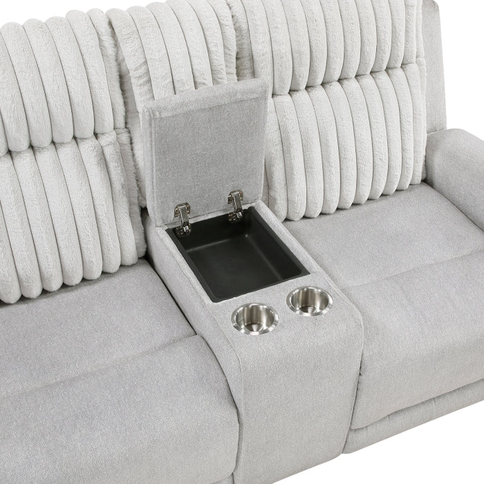 9728LGY-2 Double Reclining Love Seat with Center Console - 9728LGY-2