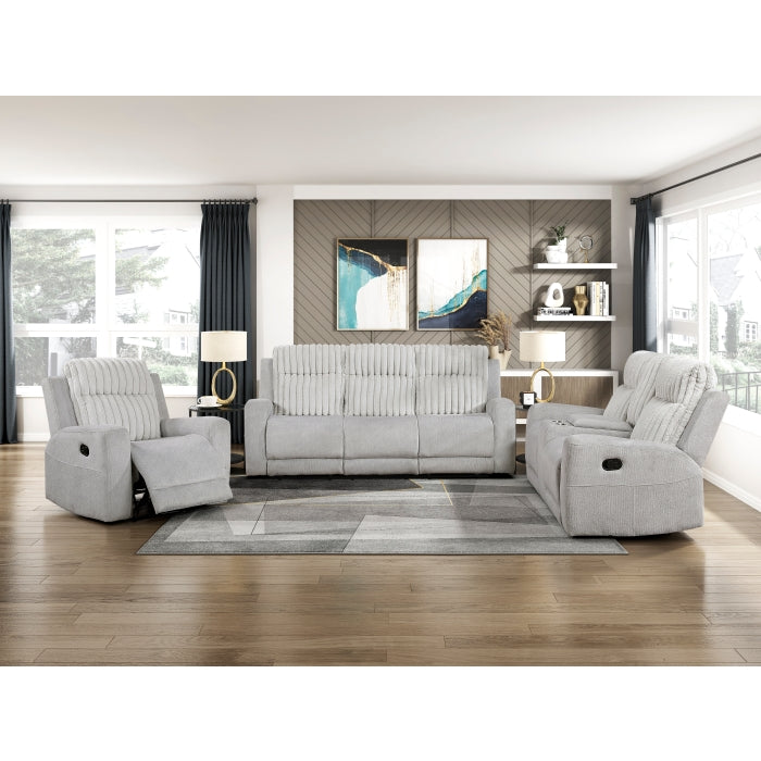 9728LGY-2 Double Reclining Love Seat with Center Console - 9728LGY-2