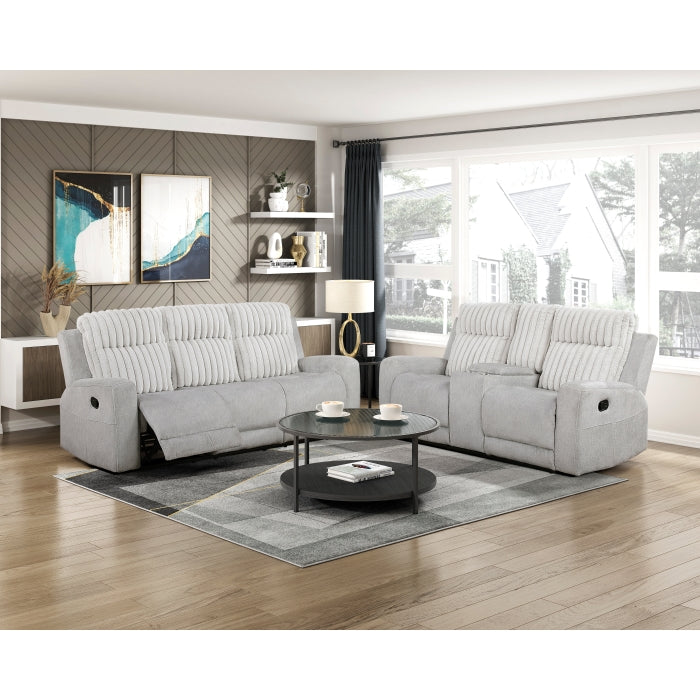 9728LGY-3 Double Reclining Sofa - 9728LGY-3